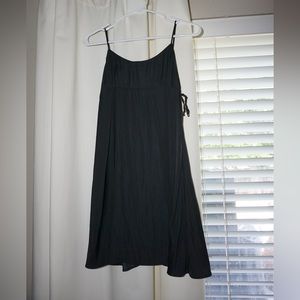 Black slip mini dress with side ties